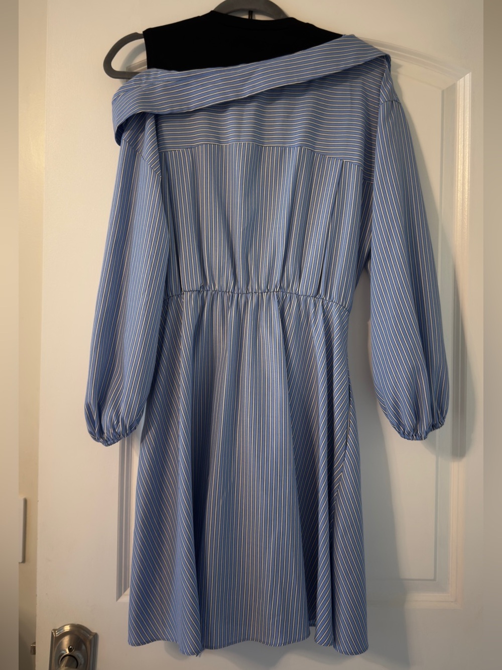 Maje Striped Blue Tie-Waist Shirt Dress - Picture 8 of 13